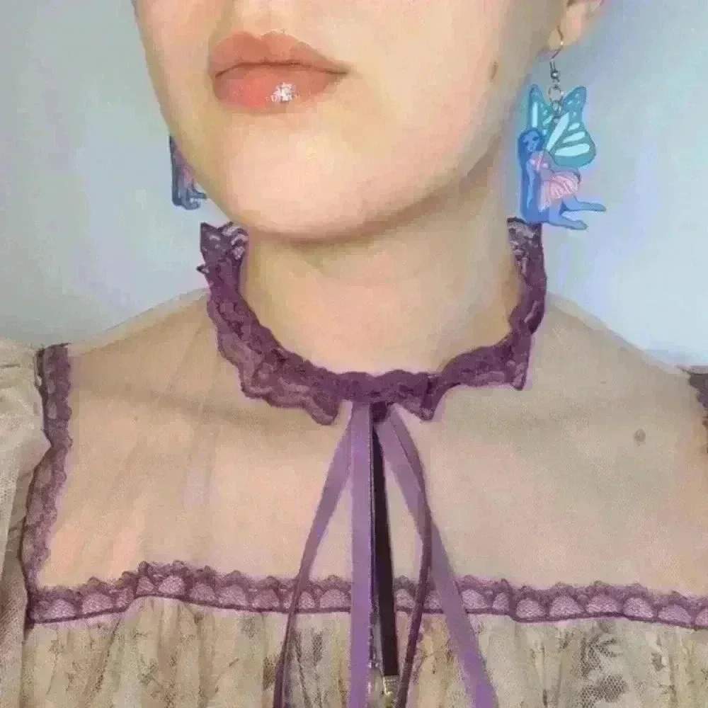 Adorable pastel blue and pink magical butterfly fairy earrings - Picture 1 of 16